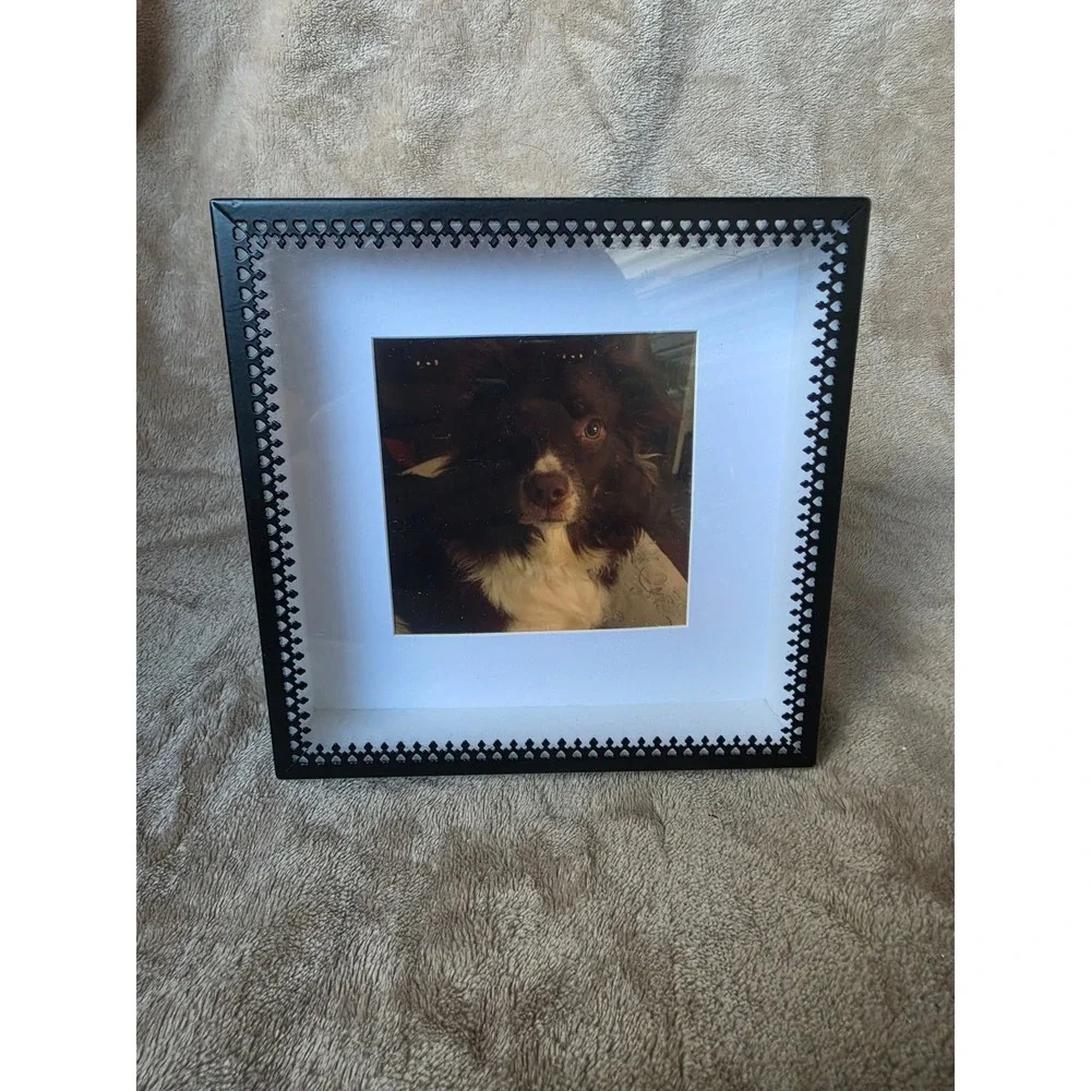 Nicole Miller New York Square Picture Frame Heart Border Shadow Box 6.5x6.5
